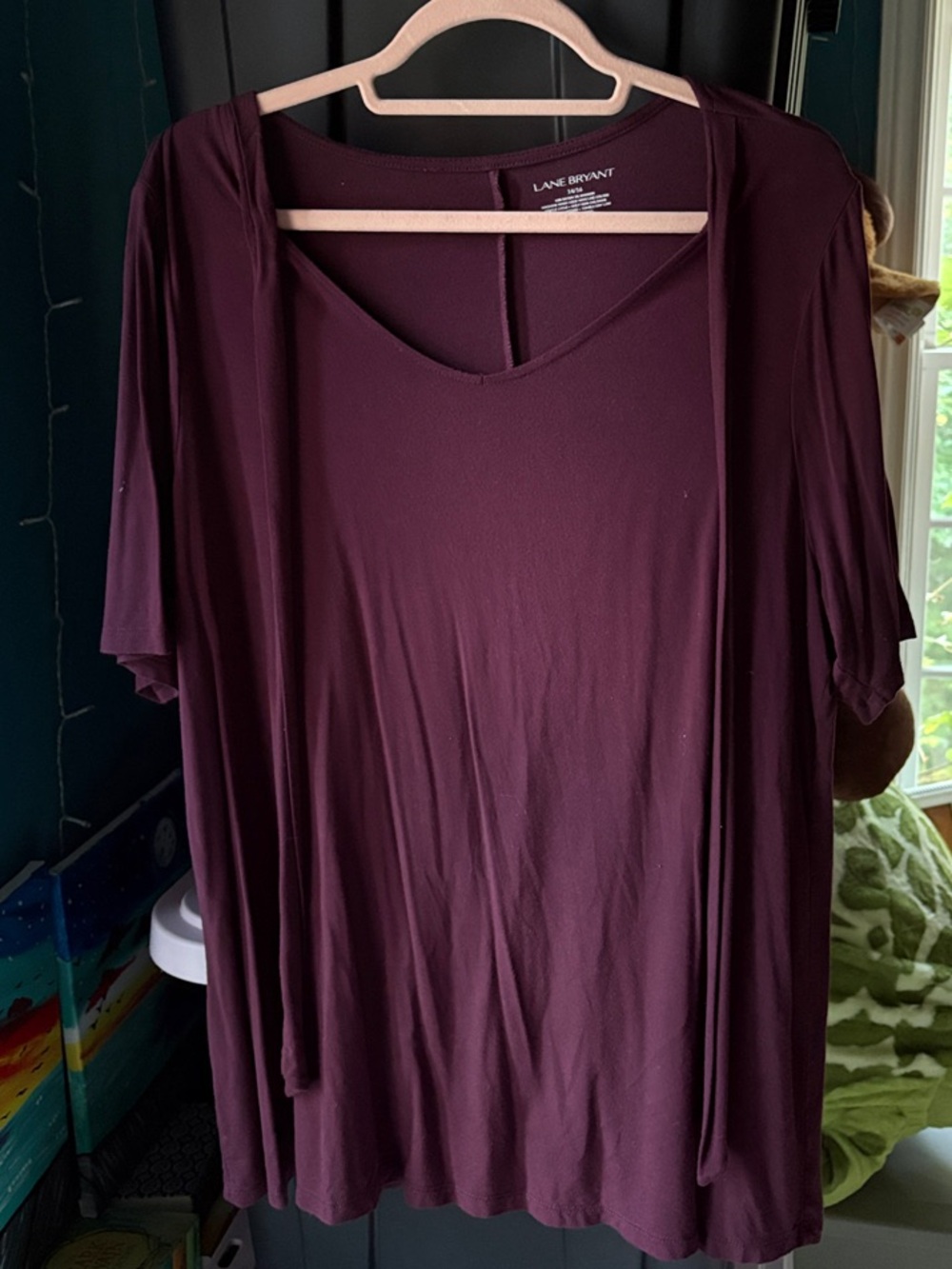 Lane Bryant Deep Plum Short Sleeve Layered Tunic